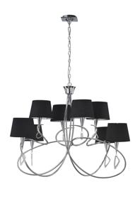 M1654/BS  ## Mara 100cm Pendant 2 Tier 8 Light E14, Polished Chrome With Black Shades